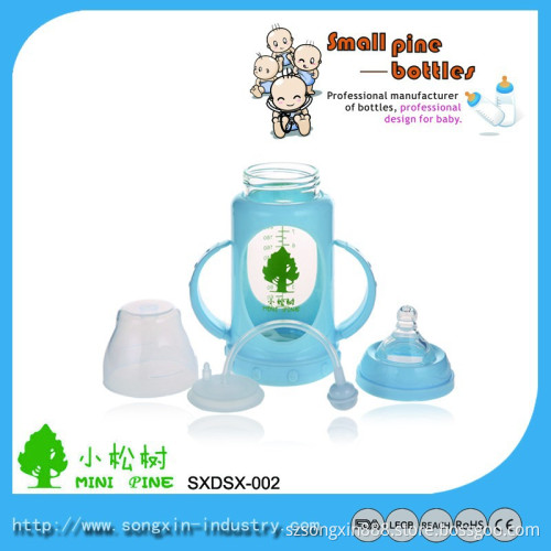 240ml Food Grade Glass Baby Bottle With Silicone Nipple
